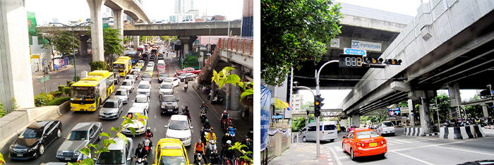 バンコク市内の交通状況